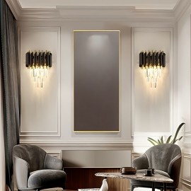 Modern Minimalist LED Three-Color Dimmable Wall Light for Bedroom, Study Room, Living Room, And Hallway, Featuring Crystal Decor.