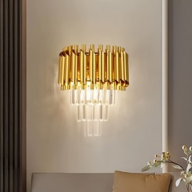 Modern Minimalist LED Three-Color Dimmable Wall Light for Bedroom, Study Room, Living Room, And Hallway, Featuring Crystal Decor.