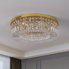 1 Luxury-Style Modern Crystal Round Ceiling Lamp - Three-color Variable Lighting - Suitable for Furniture Lighting Decoration in Living Rooms, Bedrooms, Dining Rooms and Other Places. This product does not come with wall switches or remote controls.