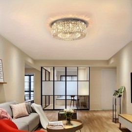 1 Luxury-Style Modern Crystal Round Ceiling Lamp - Three-color Variable Lighting - Suitable for Furniture Lighting Decoration in Living Rooms, Bedrooms, Dining Rooms and Other Places. This product does not come with wall switches or remote controls.