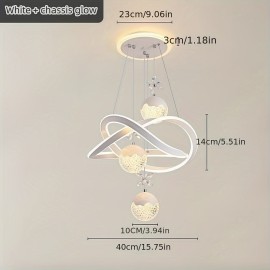 Modern 3-Light Acrylic Pendant Fixture with 3-Color Dimming (3000K/6000K/4500K) - Sleek Metallic Finish, Space-Inspired Design for Dining Room, Bedroom, or Bar - Hardwares Included, Remote Control Not Included