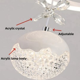 Modern 3-Light Acrylic Pendant Fixture with 3-Color Dimming (3000K/6000K/4500K) - Sleek Metallic Finish, Space-Inspired Design for Dining Room, Bedroom, or Bar - Hardwares Included, Remote Control Not Included