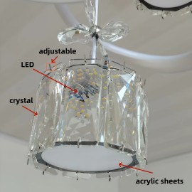 Modern 3-Light Acrylic Pendant Fixture with 3-Color Dimming (3000K/6000K/4500K) - Sleek Metallic Finish, Space-Inspired Design for Dining Room, Bedroom, or Bar - Hardwares Included, Remote Control Not Included