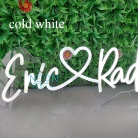 Custom Wedding LED Neon Sign- Personalized Couple Names with Heart Design Wall Art, USB Powered Wall Mounted Home Decor for Wedding, Anniversary, Valentine's Day Gifts, Romantic Ambient Lighting, Elegant Fonts, High Quality Durable Lighting, Event P