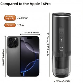 1pc Wireless Portable Italian Coffee Maker with Heating Function, 7500mAh Large Capacity Battery, No Hot Water Needed, Car Carry Coffee Machine