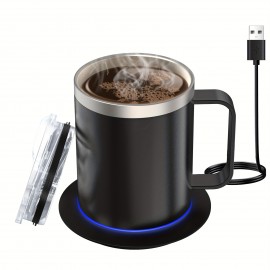 Coffee Mug Warmer Electric Set For Desk, Mug With Heating Base And Lid, Intelligent Coffee Mug For Heating Milk, Tea And Hot Chocolate, Keeps Up To 131°F/55°C