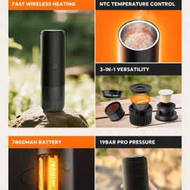Portable Capsule Coffee Machine, Fully Automatic Espresso Capsule Coffee Machine, Electric Extraction Espresso Machine, Suitable For Portable Travel, Outdoor Car And Office. Portable Coffee Machine Capsule, Coffee Powder Dual-purpose Machine.