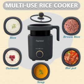 40.58oz Small Rice Cooker & Tea Kettle Combo - Compact Multi-Functional Appliance with Digital Display, One-Touch Operation, Battery-Powered (Non- 9V) for Boiling Water, Cooking Rice, Soup, Oatmeal - Ideal for Small Kitchens, Dorms, RVs