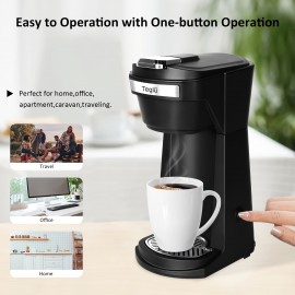 Single Coffee Maker 2in 1 for K Cup Pods & Ground Coffee 3 Color 6-14oz Drip Coffee Machine,  Modern Coffee Brewer, Compact Design, Highquality Materials, Multicup Brewer, Office Workers, Coffee Lovers