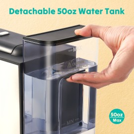 Hot & Iced Coffee Maker with Bold Setting, Single Serve Coffee Maker for K Cup and Grounds, 6-14 Oz Brew Sizes, 50 Oz Removable Water Tank, One Cup Coffee Machine with Reusable Filter, Black