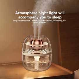 USB-Powered 101.44oz-Like (Actual 2.6-4 Large Capacity Transparent Crystal Humidifier with Night Light, Quiet Operation & Top-Fill Tank - Cool Mist for Bedroom, Office,, Large Room Air Humidifier, Plug & Play (USB-Powered, Low Voltage
