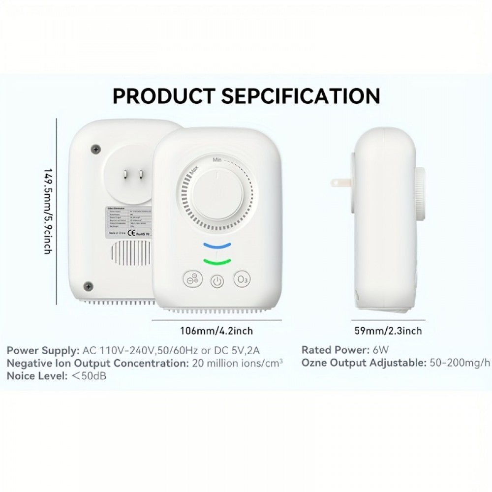 1 Pack, Plug-In Negative Lon Generator, Air Ionizer For Home, Bedroom, Office, Basement Kitchen Air Freshener Odor Reducer Pets Smoke Smell