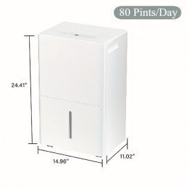 Dehumidifier With Auto Defrost, 50/80 Pints/ Day, 3 Color LED Lights & LED Display, 24H Timer, 3 Modes, Drain Hose Included, For Home, Basement, Large Room, 6.5L(1.7 Gal), 4.8L(1.2 Gal) Water Tank