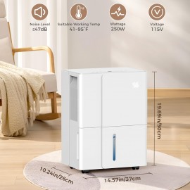Dehumidifier With Auto Defrost, 50/80 Pints/ Day, 3 Color LED Lights & LED Display, 24H Timer, 3 Modes, Drain Hose Included, For Home, Basement, Large Room, 6.5L(1.7 Gal), 4.8L(1.2 Gal) Water Tank