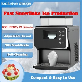 Slushie Machine 3min Flash Freeze 44.09LB/24H Capacity, Shaved Ice Machine with Stainless Steel Blade, Adjustable Texture for Shaved Ice, Snowflake Ice Machine for Restaurants, Kitchen, Party
