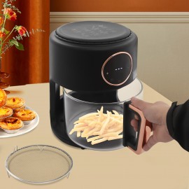 1.11gal/ 3.81Qt 1200W Glass Air Fryer with 360° Viewable Design - 110V Airy Fryer for Home Kitchens, Restaurants, Family Gatherings, Outdoor Picnics, Food Stalls - Perfect for Cooking Chicken Wings, French Fries, Shrimp, Onion Rings