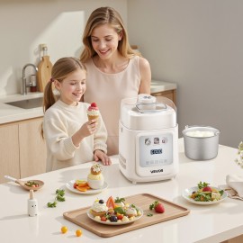 1 Quart Automatic Ice Cream Maker with Built-in Compressor No Pre-freezing