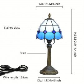 [1 Vintage Mosaic Glass Lamp] Vintage Handmade Mosaic Glass 1 Stained Glass Table Lamp | Office Home Living Room, Dining Room and Bedroom Decoration Lamps