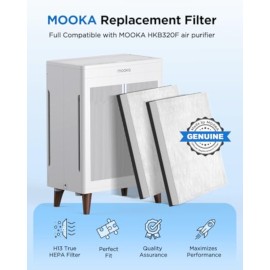 4 Pack Replacement Filters Compatible with HKB320F Air PurifierGenuine Washable PreFilter with Activated Carbon