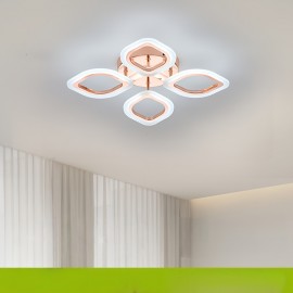 [Minimalist Creative Design] 4-Head Modern Elegant LED Ceiling Light | Three-Color Changing Aluminum Acrylic Electroplated Craft | Minimalist Creative Design High-Quality Easy Installation Black White Rose Golden for Living Room Bedroom Study Hallway Bar Dining Area Entryway Indoor Ceiling Lamp Wall Light Ambient Lighting Suitable for Up and Down Switch Control Color Not Included, Contemporary Lighting, Sleek Metallic Finish, Durable Lighting Fixture, Home Decor, Stylish