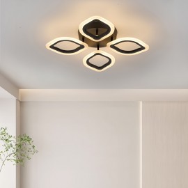 [Minimalist Creative Design] 4-Head Modern Elegant LED Ceiling Light | Three-Color Changing Aluminum Acrylic Electroplated Craft | Minimalist Creative Design High-Quality Easy Installation Black White Rose Golden for Living Room Bedroom Study Hallway Bar Dining Area Entryway Indoor Ceiling Lamp Wall Light Ambient Lighting Suitable for Up and Down Switch Control Color Not Included, Contemporary Lighting, Sleek Metallic Finish, Durable Lighting Fixture, Home Decor, Stylish