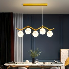 [LED Pendant Light] Modern Minimalist LED 3-Color Dimmable Pendant Light with 3D Printed Design - Semi-Flush Mount, Hardwired, No Battery Needed, 110-240V, Perfect For Kitchen, Dining Room, Or Bar, Kitchen Lighting | Modern Pendant Light | Durable Metal Construction