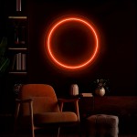 1pc Circle LED Neon Sign Light, Dimmable Acrylic Neon Light Home Decor for Bedroom Game Room Bar Pub for Man Cave Birthday Wedding Party Decoration, Neon Signs For Wall Decor, Car Neon Sign, Bar Neon Sign, Bedroom Lighting, Stylish Lighting, Modern Decor, Bright Illumination, Sleek Design, Decorative Sign, Ambient Lighting, Party Planners, Gamers Setup