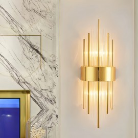 Modern light luxury crystal long tube LED bulb style wall lamp, two colors suitable for different scenarios, villa, living room, dining room, bedside lamp, living room background wall, wall creative and simple electric wall lamp