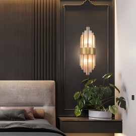 Modern light luxury crystal long tube LED bulb style wall lamp, two colors suitable for different scenarios, villa, living room, dining room, bedside lamp, living room background wall, wall creative and simple electric wall lamp