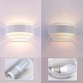 Modern Wall Light, White Half-Moon Metal Wall Lamp, Suitable for Staircase Hallway Home Theater Bedroom Hotel Dining Room E26 Bulb Base, No Ball Bulb Included