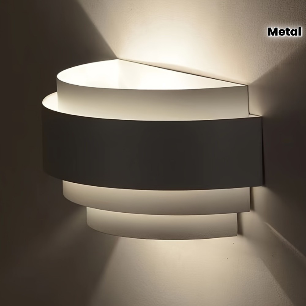 Modern Wall Light, White Half-Moon Metal Wall Lamp, Suitable for Staircase Hallway Home Theater Bedroom Hotel Dining Room E26 Bulb Base, No Ball Bulb Included
