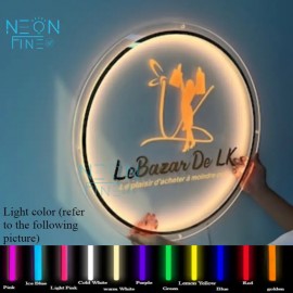 Custom LED Backlit Acrylic Wall Sign - USB Powered Adjustable Brightness, with Personalized UV Printing, Round Design and Floral Pattern Suitable for Salon, Office, Store Decoration, Custom Decorative Sign | Personalized Sign | Polished Surface, Wall Hanging Neon Light, Led Screen For Advertising, Business Sign, Neon Light, Neon Sign For Wall, Neon Sign