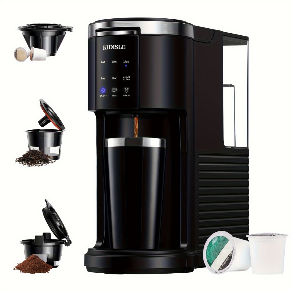 3 In 1 Single Serve Coffee Maker For K Cup Pods & Ground Coffee & Teas, 6 To 14oz Brew Sizes, With 40oz Removable Water Reservoir, Self-cleaning Function.