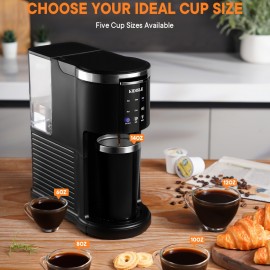 3 In 1 Single Serve Coffee Maker For K Cup Pods & Ground Coffee & Teas, 6 To 14oz Brew Sizes, With 40oz Removable Water Reservoir, Self-cleaning Function.