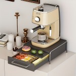 Large Capacity Coffee Pod Holder with Pull-Out Drawer - Sleek Carbon Steel, Ideal for Home, Office, or Café - Modern Design in Black/White, Perfect for Coffee Bar & Machine Storage, Coffee Bar Cabinet