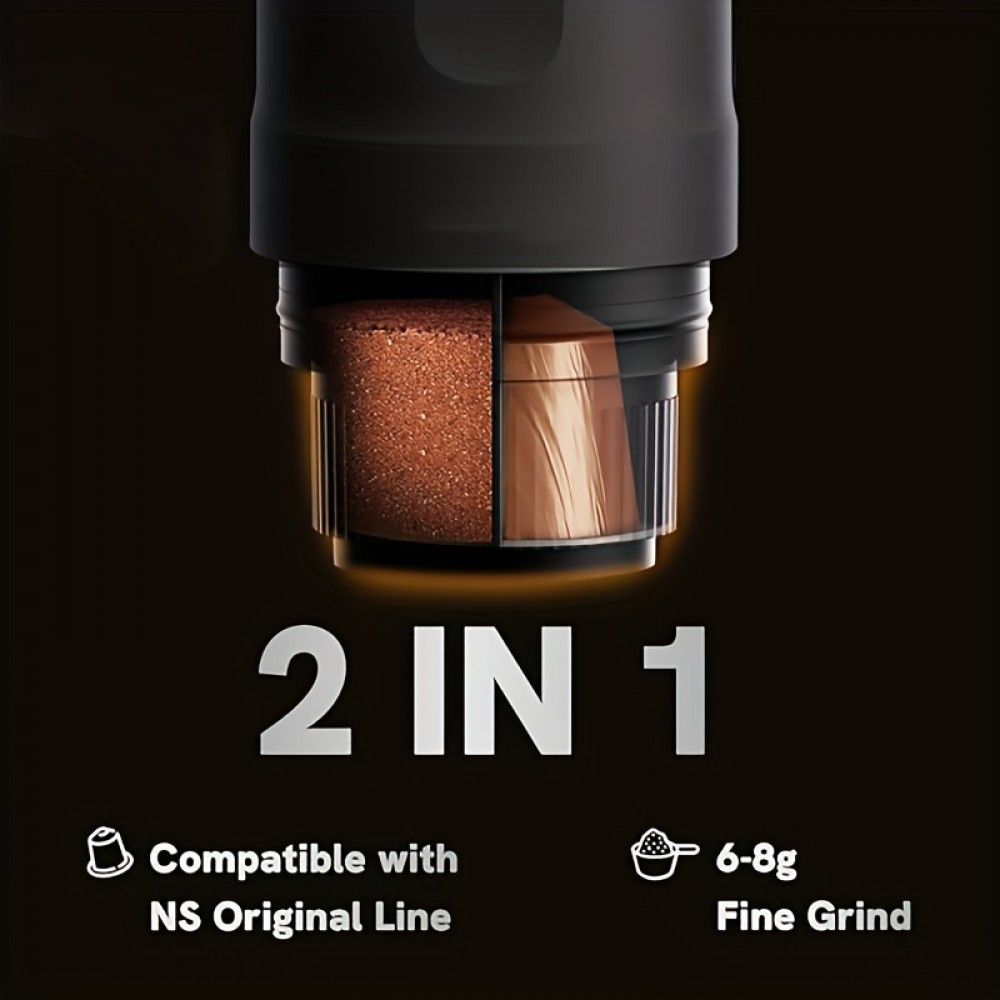 Portable Espresso Machine, Car-mounted Coffee Maker with Type-C Port, Self-heating, Hot/cold Brewing, Compatible with Ground Coffee And Coffee Pods, Ideal for RVs, Hiking, And Office Use., Portable Coffee Maker For Travel, Espresso Machine With Grinder, Portable Espresso Coffee Machine, Espresso Portatif, Travel Coffee Maker, Coffee Maker Portable, Portable Coffee Maker  Small Coffee Maker, Travel Coffee Machine, Rv Coffee Brewer, Sleek Portable Design,