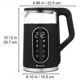 Electric Kettle, 1.7L/ 1500W Water Boiler Heater With Temperature Control, BPA-Free, 4 Preset Heating Programs, Glass Boiling Tea Maker, Black, Camping Must Haves, Kitchen Accessories