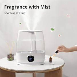 1.59gal Cool & Warm Mist Humidifier for Large Rooms, Nursery, Bedroom - Soundwave technology Quiet Operation, 50H Runtime, Auto Mode with Top-Fill Tank, Essential Oil Diffuser,, Easy-Clean Design (Cool/Warm Mist, Plug-in Air Humidifier