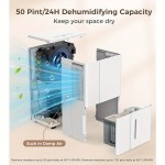 Dehumidifier With Auto Defrost, 50/80 Pints/ Day, 3 Color LED Lights & LED Display, 24H Timer, 3 Modes, Drain Hose Included, For Home, Basement, Large Room, 6.5L(1.7 Gal), 4.8L(1.2 Gal) Water Tank
