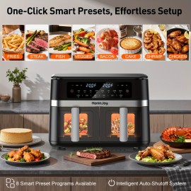 6+6QT Air Fryer Large Capacity 8 Preset Cooking Functions 2-Basket Air Fryer with 2 Viewing Window, Match Cook & Smart Finish to Bake, Roast, Reheat, Broil, Dehydrate & More for Quick, Easy Meals, Including 50 Air Fryer Liners
