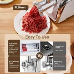 5 In1 Meat Grinder Heavy Duty, 4LB/min, Meat Grinder For Home With Stainless Steel Sausage Stuffer (2 Sizes), Storage Box