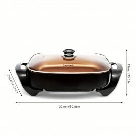Caynel 16x12 Inch Professional Non-Stick Copper Electric Frying Pan with Tempered Glass Vented Lid & Upgraded Thermostat - 8 Quart Large Deep Dish Cookware, Even Heat Distribution, Cool-Touch Handle, 120V Plug-in Design for Searing, Sautéing, Frying - Ideal for Home & Commercial Kitchens, Searing Cookware, Electric Skillet With Lid, Electric Skillet Nonstick, Electric Frying Pan With Lid, Electric Pan For Cooking, Electric Cooking Appliance, Free, Electric Baking Pan, Electric Kitchen