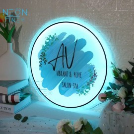 Custom LED Backlit Acrylic Wall Sign - USB Powered Adjustable Brightness, with Personalized UV Printing, Round Design and Floral Pattern Suitable for Salon, Office, Store Decoration, Custom Decorative Sign | Personalized Sign | Polished Surface, Wall Hanging Neon Light, Led Screen For Advertising, Business Sign, Neon Light, Neon Sign For Wall, Neon Sign